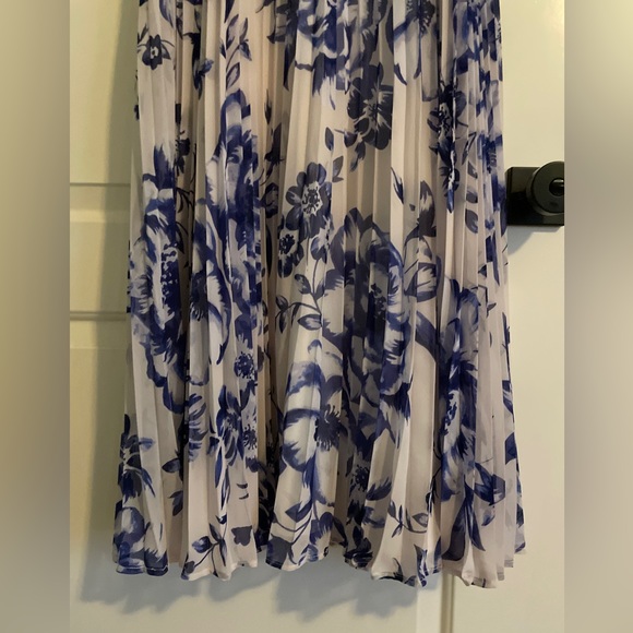 Eliza J Pleated Floral Chiffon Maxi Dress in Cobalt - Picture 5 of 6